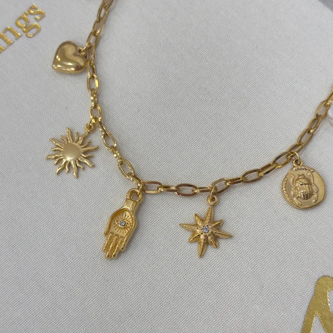 Çelik Lucky Charm Şans Kolye