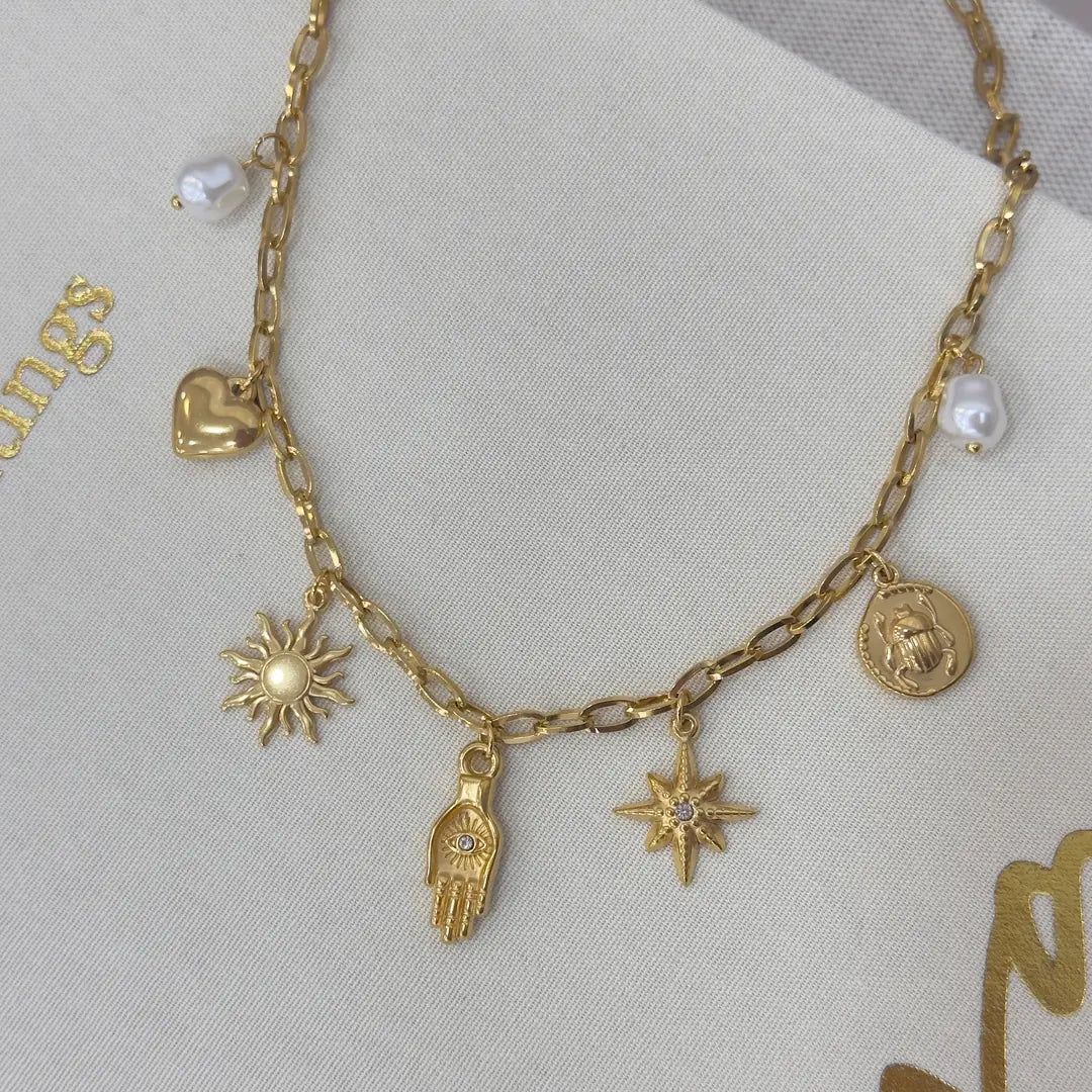 Çelik Lucky Charm Şans Kolye