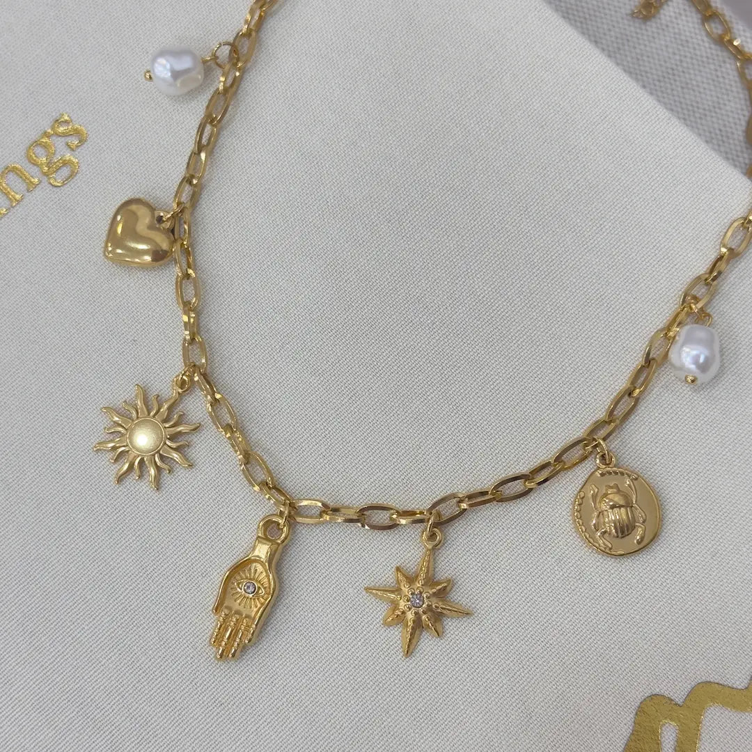 Çelik Lucky Charm Şans Kolye