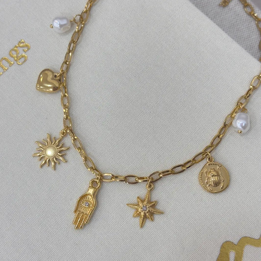 Çelik Lucky Charm Şans Kolye