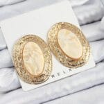 Marble Oval Küpe - bej